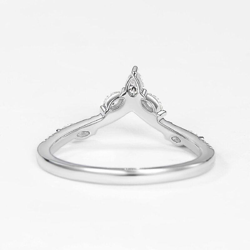Curved Marquise Cut Weeding Band in White Gold