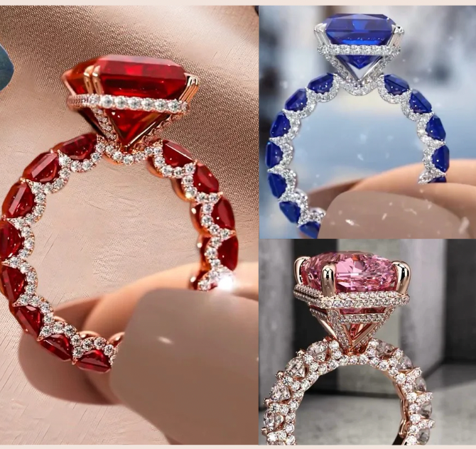 Royal Gemstone Trio – 3 Exquisite Rings By Shinyza®