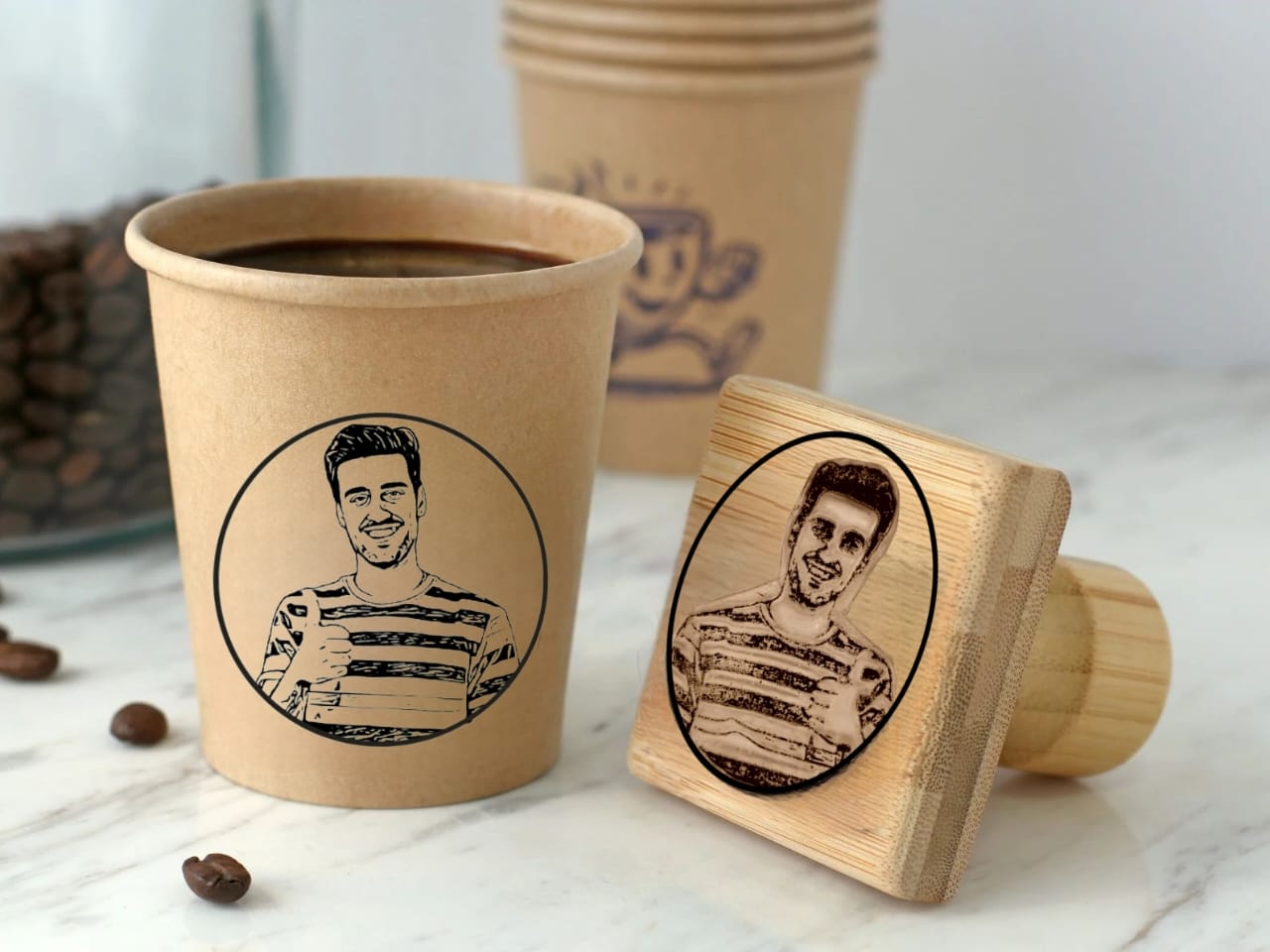 Wooden Rubber Face & Logo Stamp by Vista Wall