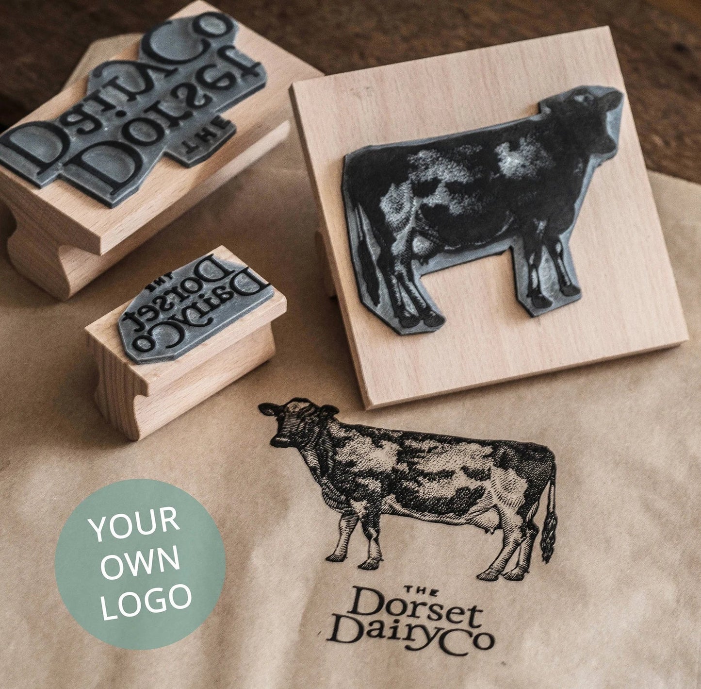 Custom Design/Logo Business Rubber Stamp with Wooden Mount By Vista Wall